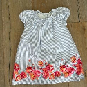 Gap baby pin stripe dress with flowers. Only worn one time!